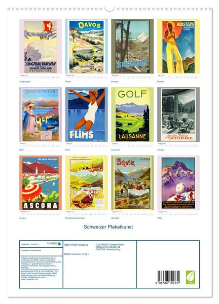Produktbild: Schweizer Plakatkunst (hochwertiger Premium Wandkalender 2026 DIN A2 hoch), Kunstdruck in Hochglanz