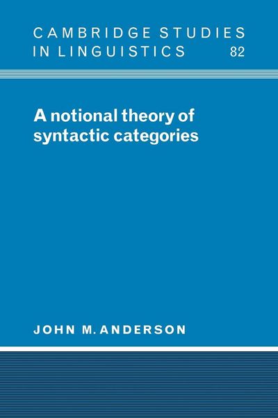 Produktbild: A Notional Theory of Syntactic Categories
