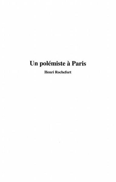 Produktbild: Un polemiste a paris: henri rochefort