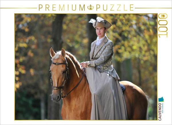 Produktbild: CALVENDO Puzzle F&uuml;rstliche Hofreitschule B&uuml;ckeburg - Lusitano | 1000 Teile Lege-Gr&ouml;&szlig;e 64x48cm Foto-Puzzle f&uuml;r gl&uuml;ckliche Stunden