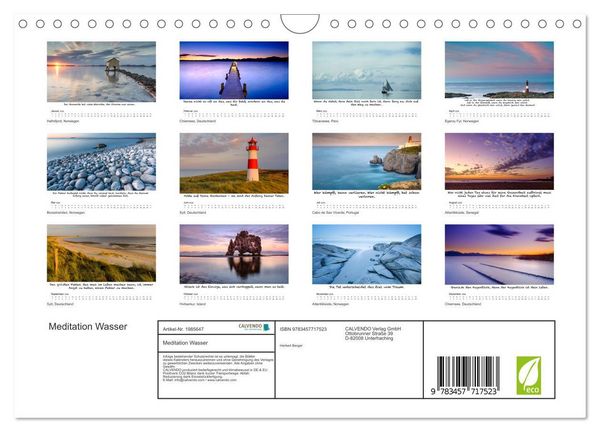 Produktbild: Meditation Wasser (Wandkalender 2026 DIN A4 quer), CALVENDO Monatskalender