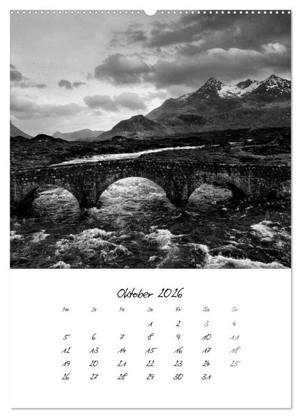 Produktbild: Schottland Monochrom (Wandkalender 2026 DIN A2 hoch), CALVENDO Monatskalender