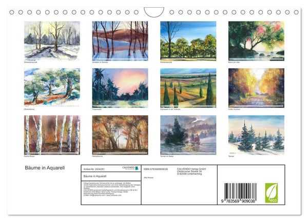 Produktbild: B&auml;ume in Aquarell (Wandkalender 2027 DIN A4 quer), CALVENDO Monatskalender