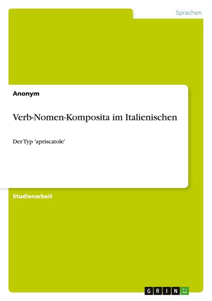 Produktbild: Verb-Nomen-Komposita im Italienischen