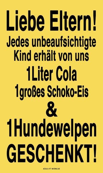 Produktbild: Corvus A750411 - Kids-at-Work, Schild Liebe Eltern! ..., Aufmerksamkeit-Schild, 25x15cm