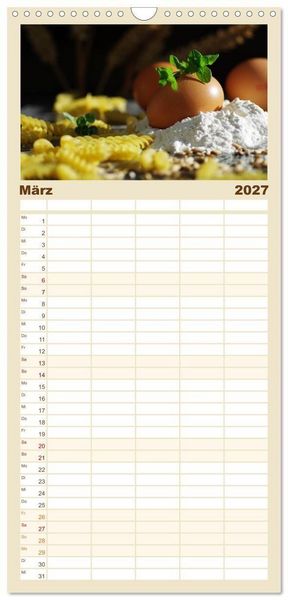 Produktbild: Familienplaner 2027 - Pasta Kreationen mit 5 Spalten (Wandkalender, 21 x 45 cm) CALVENDO
