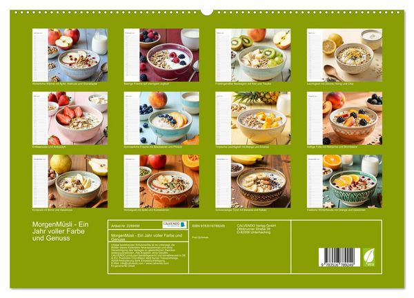 Produktbild: MorgenM&uuml;sli - Ein Jahr voller Farbe und Genuss (hochwertiger Premium Wandkalender 2027 DIN A2 quer), Kunstdruck in Hochglanz