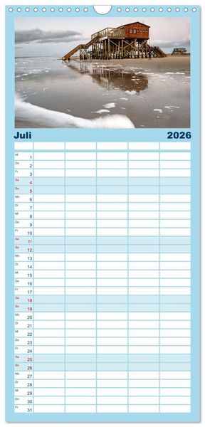 Produktbild: Familienplaner 2026 - Sankt Peter-Ording: Die raue Sch&ouml;nheit an der Nordsee mit 5 Spalten (Wandkalender, 21 x 45 cm) CALVENDO
