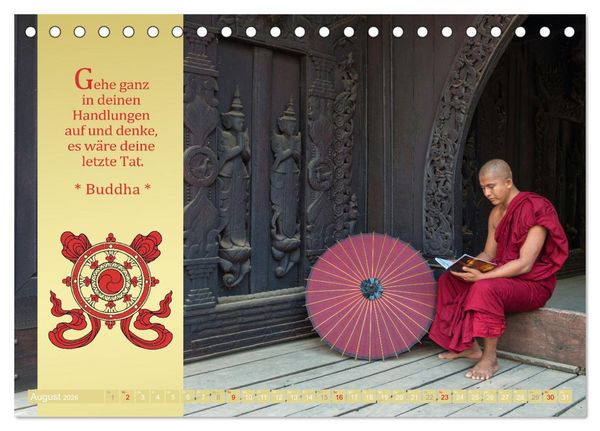 Produktbild: BUDDHAS WORTE - Buddhistische Weisheiten (Tischkalender 2026 DIN A5 quer), CALVENDO Monatskalender