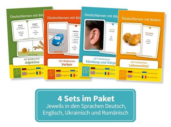 Produktbild: 4er Paket: Deutschlernen mit Bildern - Deutsch, Englisch, Ukrainisch & Rum&auml;nisch