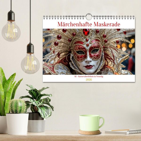 Produktbild: M&auml;rchenhafte Maskerade KI - Karnevalserlebnis in Venedig (Wandkalender 2026 DIN A4 quer), CALVENDO Monatskalender
