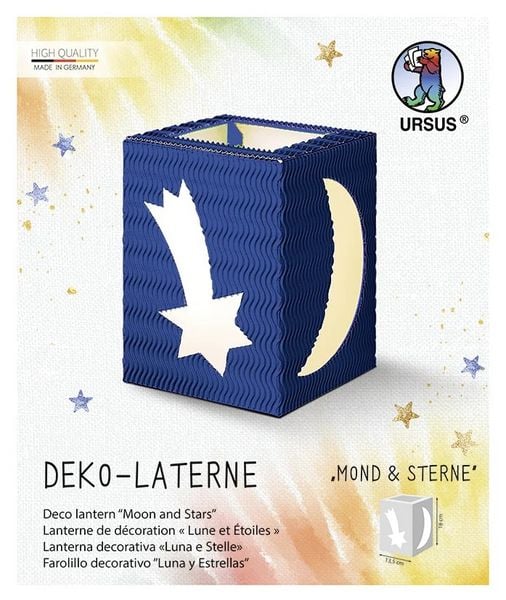 Produktbild: URSUS Laternenzeit Deko-Laterne Mond & Sterne, mittelblau