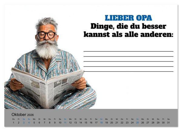 Produktbild: Kalender f&uuml;r Opa - Was ich dir sagen will (Tischkalender 2026 DIN A5 quer), CALVENDO Monatskalender