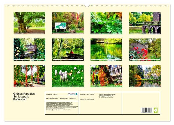Produktbild: Gr&uuml;nes Paradies - Schlosspark Paffendorf (Wandkalender 2026 DIN A2 quer), CALVENDO Monatskalender