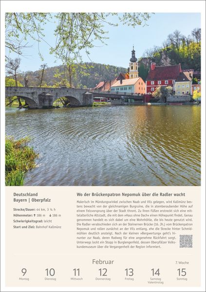 Produktbild: Radwanderlust Wochen-Kulturkalender 2026 - 53 Touren von R&uuml;gen bis S&uuml;dtirol
