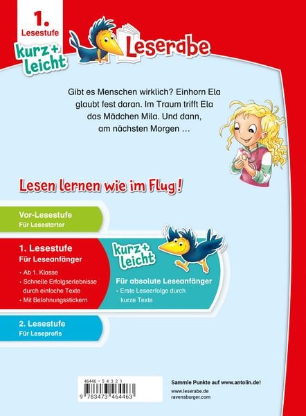 Produktbild: Leserabe 1. Lesestufe Kurz und leicht - Das Einhorn und der Zauber-Traum