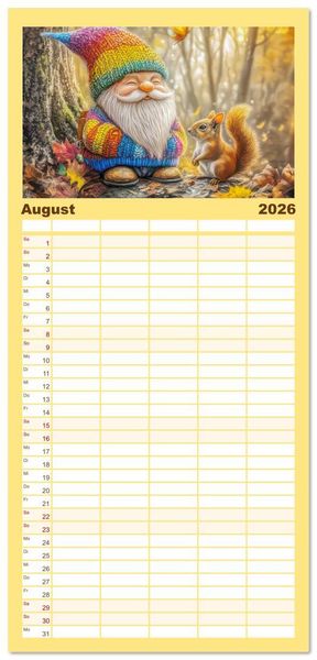 Produktbild: Familienplaner 2026 - Zwergenland - Kinderkalender mit 5 Spalten (Wandkalender, 21 x 45 cm) CALVENDO