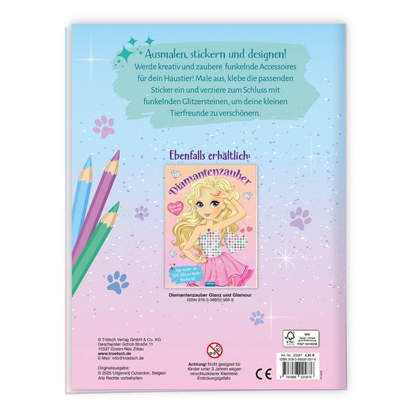 Produktbild: TR&Ouml;TSCH - Stickermalbuch Diamantenzauber Tierfreunde