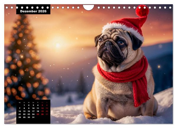 Produktbild: Mopszauber - S&uuml;&szlig;e M&ouml;pse begleiten durchs Jahr (Wandkalender 2026 DIN A4 quer), CALVENDO Monatskalender