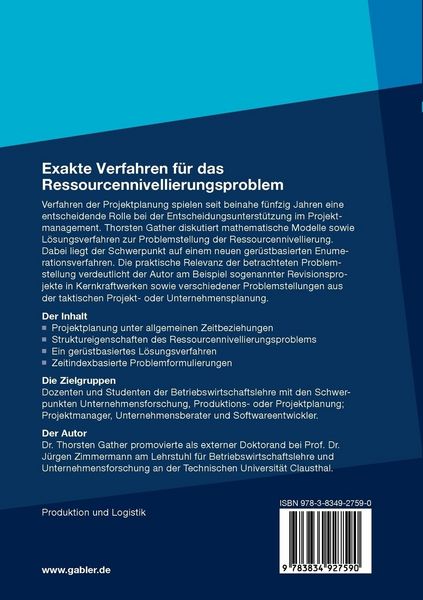 Produktbild: Exakte Verfahren f&uuml;r das Ressourcennivellierungsproblem