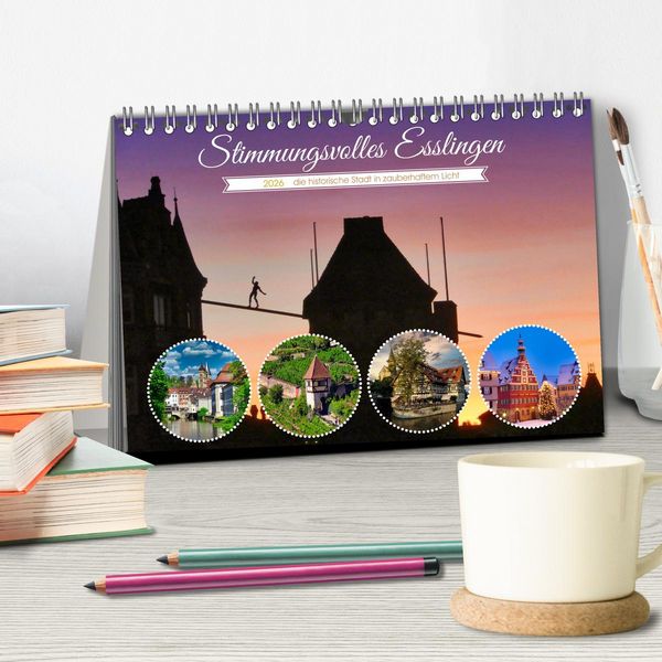 Produktbild: Stimmungsvolles Esslingen (Tischkalender 2026 DIN A5 quer), CALVENDO Monatskalender