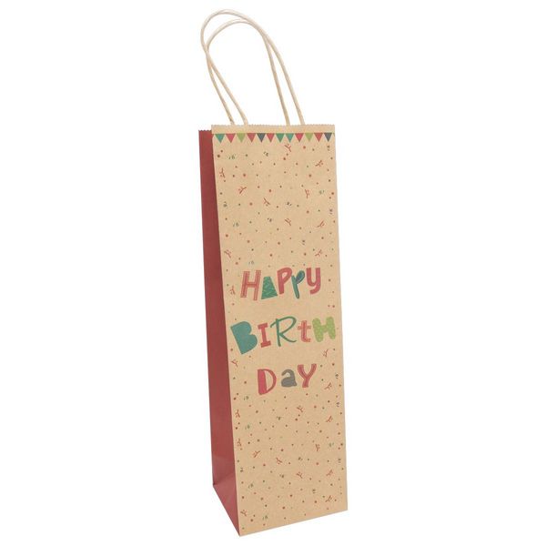 Produktbild: Idena Flaschentasche Happy Birthday braun/rot/gr&uuml;n 12x10x39cm