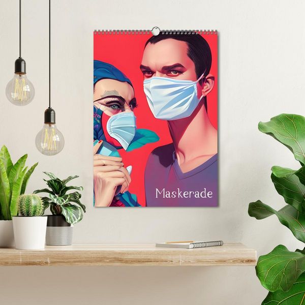 Produktbild: Maskerade - farbenfrohe Mund-Nase-Bedeckungen (Wandkalender 2026 DIN A3 hoch), CALVENDO Monatskalender