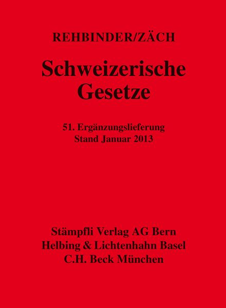 Produktbild: Schweizerische Gesetze, 51. Erg&auml;nzungslieferung