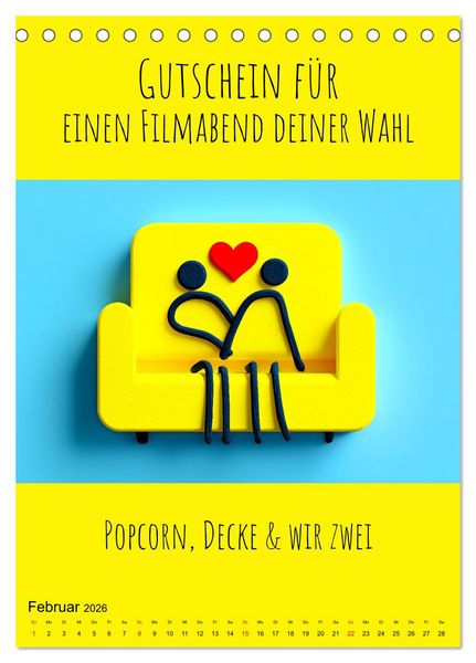 Produktbild: Gutscheinkalender - Gutschein Karten als Geschenk der Liebe (Tischkalender 2026 DIN A5 hoch), CALVENDO Monatskalender