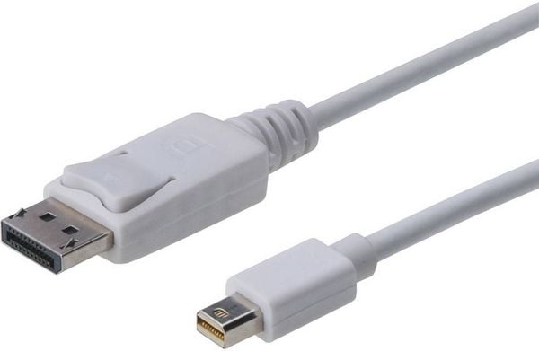 Produktbild: Digitus Mini-DisplayPort / DisplayPort Adapterkabel Mini DisplayPort Stecker, DisplayPort Stecker 2.00 m Wei&szlig; AK-340102-020-W DisplayPort-Kabel