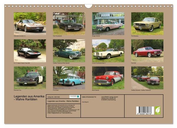 Produktbild: Legenden aus Amerika - Wahre Rarit&auml;ten (Wandkalender 2027 DIN A3 quer), CALVENDO Monatskalender