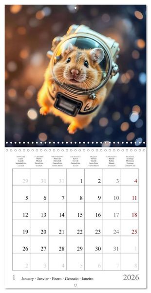 Produktbild: AI Hamster Astronauts exploring the Cosmos (Wall Calendar 2026 12 &times; 12 Inch) CALVENDO 12 Month Wall Calendar