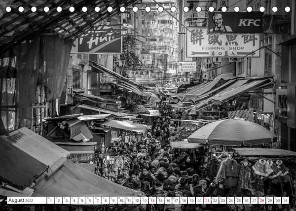 Produktbild: Hongkong - Die Metropole am s&uuml;dchinesischen Meer in Schwarzwei&szlig; (Tischkalender 2022 DIN A5 quer)