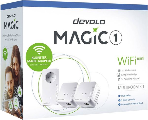 Produktbild: Devolo Magic 1 WiFi mini Multiroom Kit Powerline WLAN Network Kit 8570 DE Powerline, WLAN 1200 MBit/s