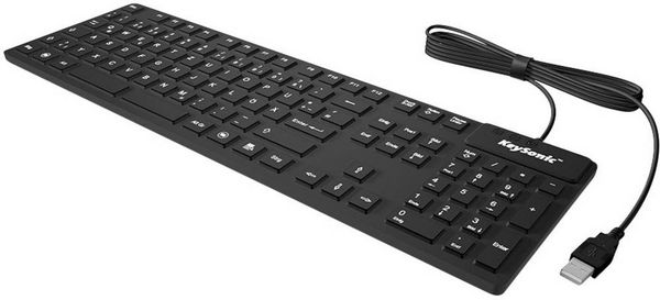 Produktbild: Keysonic KSK-8030 IN (DE) USB Tastatur Deutsch, QWERTZ Schwarz Spritzwassergesch&uuml;tzt
