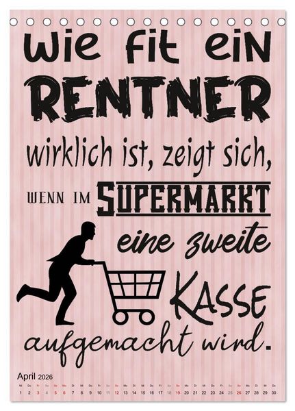 Produktbild: Coole Spr&uuml;che zum Ruhestand (Tischkalender 2026 DIN A5 hoch), CALVENDO Monatskalender