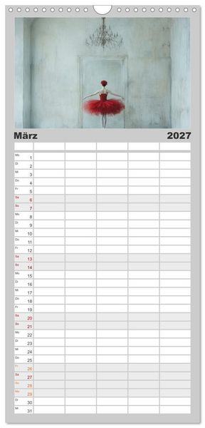 Produktbild: Familienplaner 2027 - Im Pas de Deux mit der Stille mit 5 Spalten (Wandkalender, 21 x 45 cm) CALVENDO