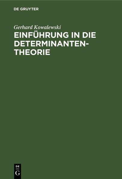 Produktbild: Einf&uuml;hrung in die Determinantentheorie