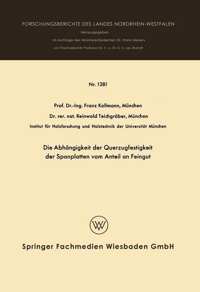 Produktbild: Die Abh&auml;ngigkeit der Querzugfestigkeit der Spanplatten vom Anteil an Feingut