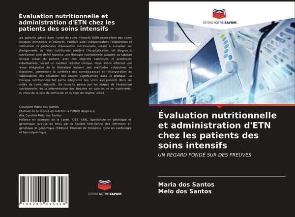 Produktbild: &Eacute;valuation nutritionnelle et administration d'ETN chez les patients des soins intensifs