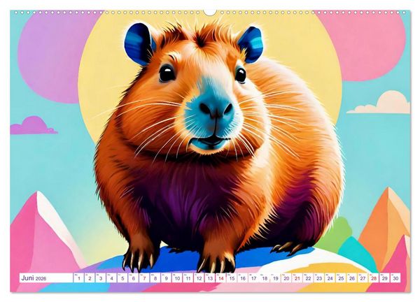 Produktbild: Wasserschweine. Mit Capybaras durch Fluss, Feld und Jahreszeiten (hochwertiger Premium Wandkalender 2026 DIN A2 quer), Kunstdruck in Hochglanz