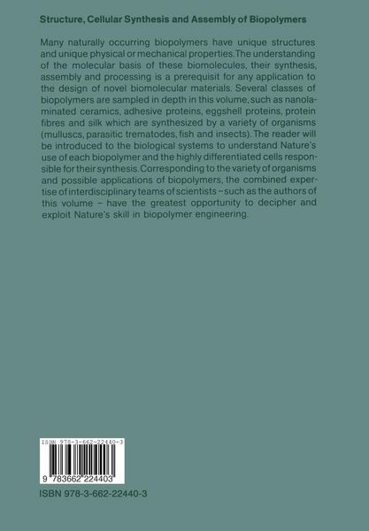 Produktbild: Structure, Cellular Synthesis and Assembly of Biopolymers