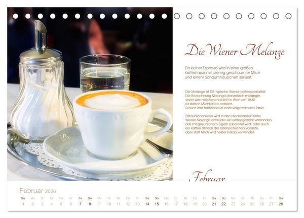 Produktbild: Wiener Kaffeerezepte (Tischkalender 2026 DIN A5 quer), CALVENDO Monatskalender
