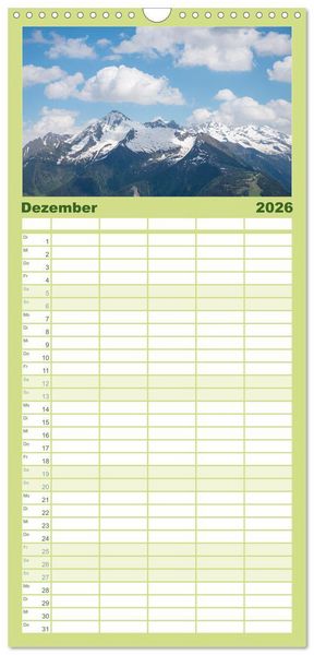 Produktbild: Familienplaner 2026 - Zillertal - Bergidylle rund um Mayrhofen 2026 mit 5 Spalten (Wandkalender, 21 x 45 cm) CALVENDO