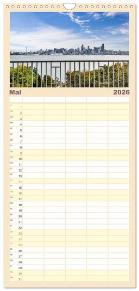 Produktbild: Familienplaner 2026 - SEATTLE Unvergessliche Tour durch die Stadt und das Umland mit 5 Spalten (Wandkalender, 21 x 45 cm) CALVENDO