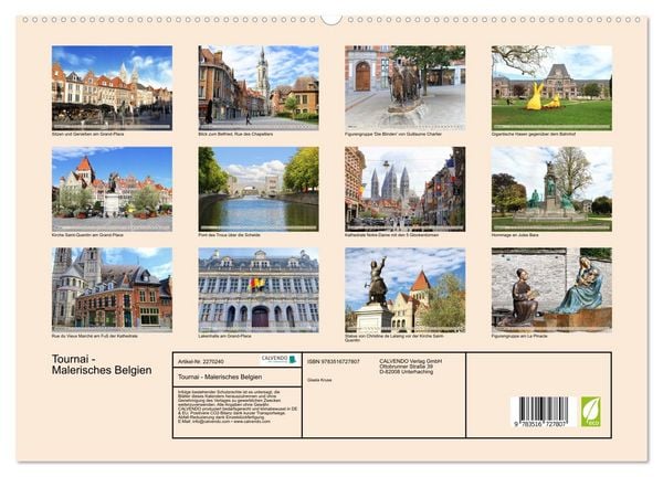 Produktbild: Tournai - Malerisches Belgien (hochwertiger Premium Wandkalender 2026 DIN A2 quer), Kunstdruck in Hochglanz