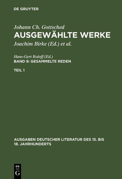 Produktbild: Gesammelte Reden. 1. Teil