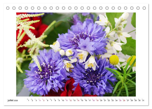 Produktbild: Fleurs - un m&eacute;lange color&eacute; (Calendrier de bureau 2026 DIN A5 vertical), CALVENDO calendrier mensuel
