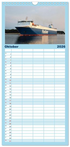Produktbild: Familienplaner 2026 - Shipspotting Travem&uuml;nde mit 5 Spalten (Wandkalender, 21 x 45 cm) CALVENDO
