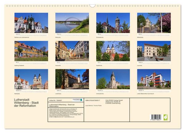 Produktbild: Lutherstadt Wittenberg - Stadt der Reformation (Wandkalender 2026 DIN A2 quer), CALVENDO Monatskalender